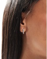 silver plated with huggie hoop earrings in square design