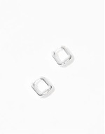 silver plated with huggie hoop earrings in square design
