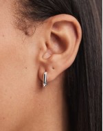 silver plated with huggie hoop earrings in square design
