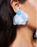 stud earrings with delicate flower in blue