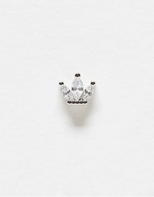 6mm multi crystal gemset crown labret ear piercingin stainless steel