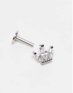 6mm multi crystal gemset crown labret ear piercingin stainless steel