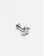 6mm multi crystal gemset crown labret ear piercingin stainless steel