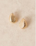 stud earrings with textured molten design in gold tone