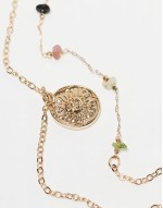 pack of 2 necklaces with chipping and coin detail in gold tone