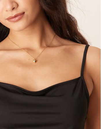 3 In A Group domed heart charm short necklace in 18k gold plated