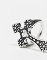unisex ring with heart cross in silver