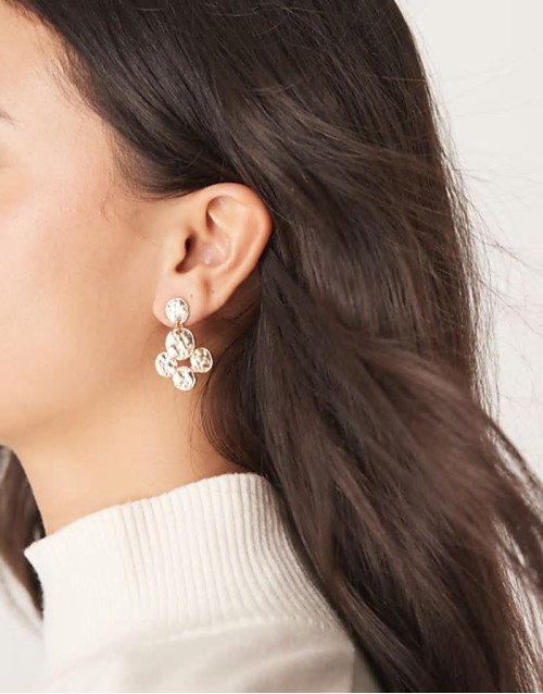 boho disc drop earrings in gold