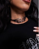 choker necklace with skeleton hand design