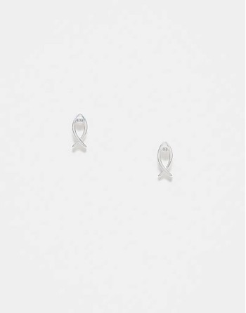 CZ fish stud earrings in sterling silver