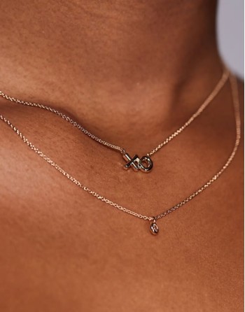 xolove multirow choker necklace with xo charm in gold