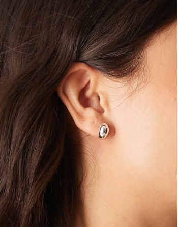 polished domed mini stud earrings in sterling silver plated