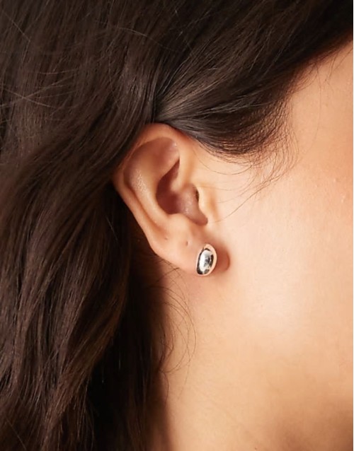 polished domed mini stud earrings in sterling silver plated