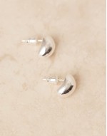 polished domed mini stud earrings in sterling silver plated