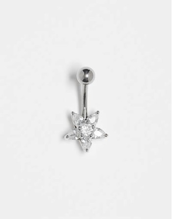 star gem cluster 10mm belly bar in sterling silver