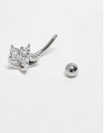 star gem cluster 10mm belly bar in sterling silver