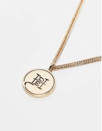 logo coin pendant necklace in gold stainless steel