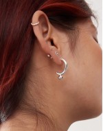 half hoop earrings with stud detail in silver