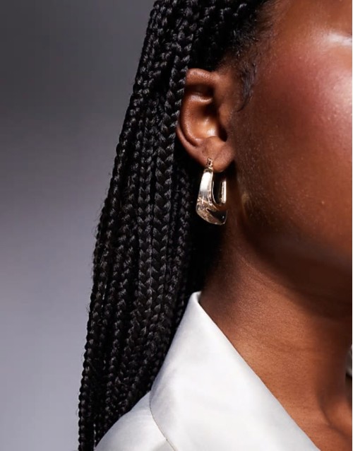 square drop earrings in gold and clear