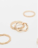 pack of 5 rings with weave detail in gold tone