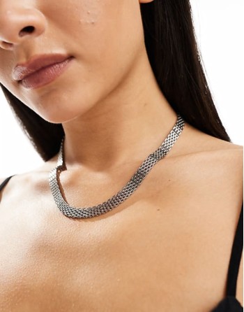 stainless steel vintage style chain necklace in silver