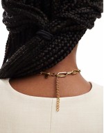 elizabeth pearl and chain waterproof stainless steel necklace in gold