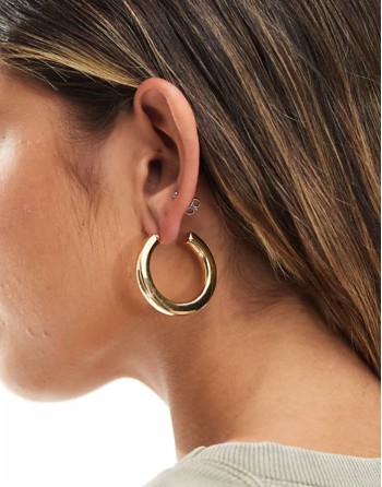 14k gold plated tube hoop earrings