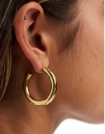 14k gold plated tube hoop earrings