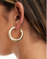 14k gold plated tube hoop earrings