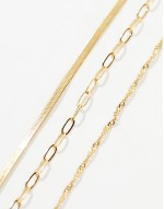 14k gold plated pack of 3 necklaces with mixed chain design