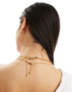 14k gold plated pack of 3 necklaces with mixed chain design