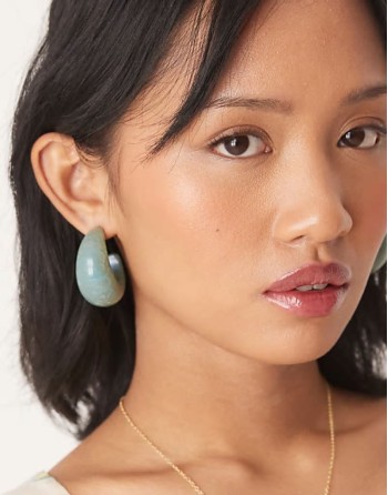 hoop earrings in sage green