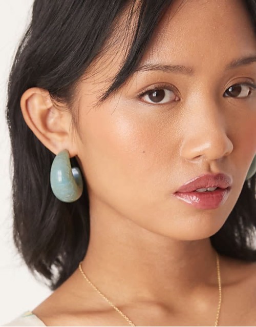 hoop earrings in sage green