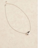 necklace with molten faux pearl pendant in silver tone