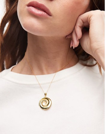 18ct gold vermeil spiral pendant necklace