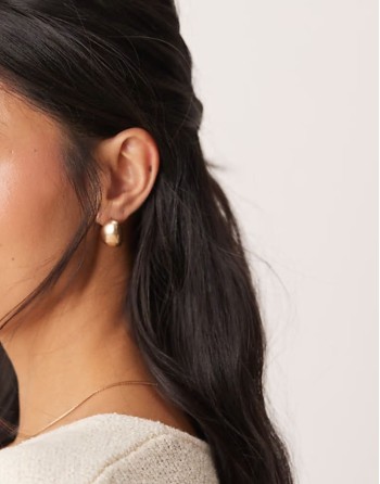 stud earrings with mini dome stud in brushed gold tone