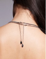multilayer celestial necklace in rhodium plated