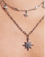 multilayer celestial necklace in rhodium plated