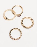 pack of 4 heart rings in gold tone