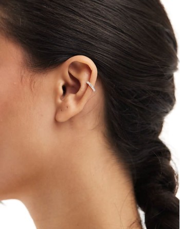 crystal band ear cuff in sterling silver
