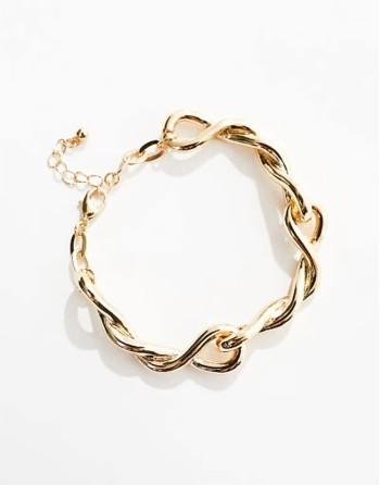 bracelet with twisted chain design in gold tone