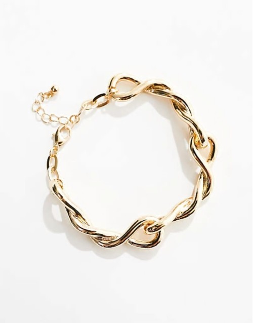 bracelet with twisted chain design in gold tone