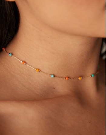 necklace with multi micro beads in gold tone