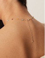 necklace with multi micro beads in gold tone