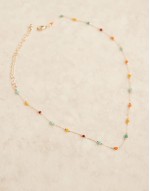 necklace with multi micro beads in gold tone