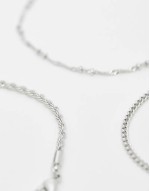 pack of 4 fine chain bracelets in silver tone