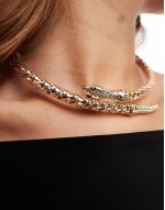 torque choker with snake design in gold tone
