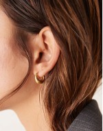 Lost Souls stainless steel 18ct gold plated curved huggie hoop earrings