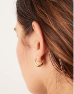 Lost Souls stainless steel 18ct gold plated curved huggie hoop earrings