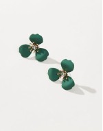 enamel floral stud earrings in green
